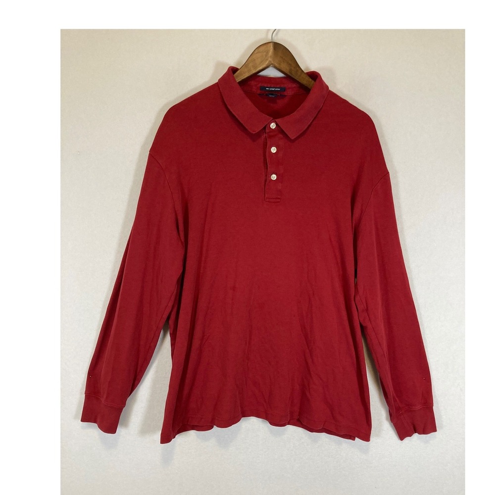 Classic Preppy Lands' End Women XXL Red Supima Cotton Long Sleeve Polo Shirt